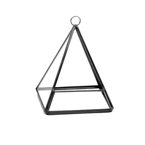 GET0906BK Black Triangle Pyramid Geometric Glass Terrarium. 5.5"H - (12 pcs)