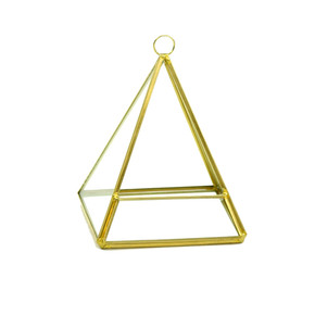 GET0906GD Gold Triangle Pyramid Geometric Glass Terrarium. 5.5"H - (12 pcs)