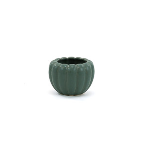 CPB2906PB - Small Weathered Hunter Green Pumpkin Pot - 5.5" W x 4" H