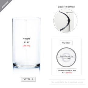 VCY0712 - Cylinder Glass Vase - 7"x12" (4 pcs/case)