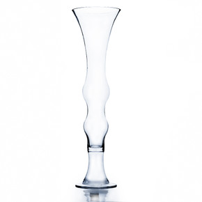 VUV0524 Clear Unique Wavy Designer Trumpet Glass Vase - 7" x 24"H (4pcs)
