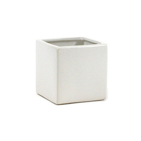 CSQ0303WT - White Ceramic Square Cube - 3"