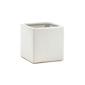 CSQ0404WT - White Glossy Ceramic Square Cube - 3.75"