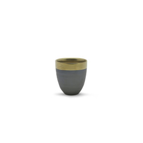 CUB8604GB Small Dark Ceramic Bowl with Gold Rim - 4.3" H (32 pcs)