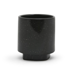 CUC1305BK - Medium Unique Black Speckled Cylinder Ceramic with Base - 5.1" H