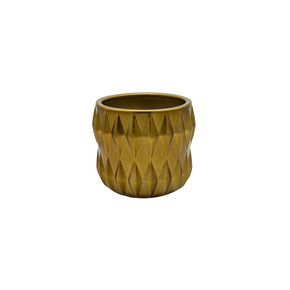 CUD8904GD - Small Unique Gold Ceramic Pot - 4.5" W x 4" H