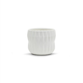 CUD8906WT Large Unique White Ceramic Pot - 6.5" W x 6" H (12 pcs)