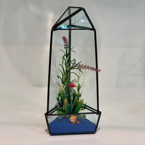 GET2011BK Large Black Triangular Obelisk Geometric Terrarium - 11"H (9 pcs)