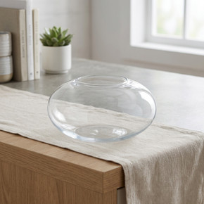 VBW1507 - Clear Flat Oval Garden Bowl Vase -  15" x 7.5"