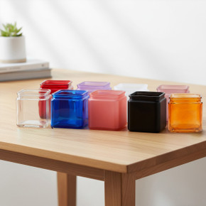 VMB0005 - Cube Vase with Lip, Machine Pressed - 4.8" (Various Colors)