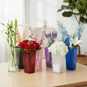 VMB7509 - Tapered Block Vase, Machine Pressed - 9" (Various Colors)