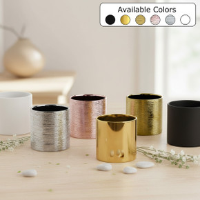 White Ceramic Cylinder Vase - 4"H