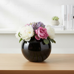 VBW0008BK - Black Glass Bubble Bowl Vase - 8"