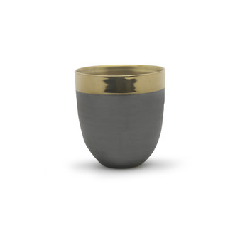 CUB8607GB Large Dark Ceramic Bowl with Gold Rim - 6.7" H (8 pcs)