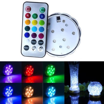 LED14 - White w/RGB Remote Control LED Light Base - 2.7" (1 pc)