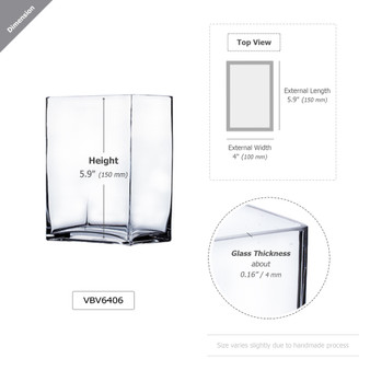 VBV6406 - Glass Block Vase - 6"x4"x6"H (12 pcs/case)