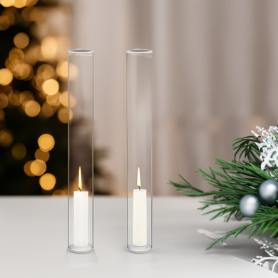 HST0324 - Clear Hurricane Candle Shade Chimney Tube [No Bottom] - 3" x 24"