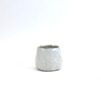 CLB9005CR - Medium Cream Reactive Glazed Bowl with Fern Print - 6" W x 5" H (12 pcs/case)
