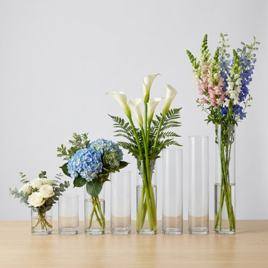 4" Diameter Glass Cylinder Vase  (Various Heights - Under 18")