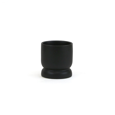 COB7404BK - Small Black Ceramic Modern Pedestal Bowl - 4" W x 4.25" H