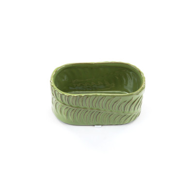 CYC2406GL - Small Green Fern Ceramic Oval Vase - 5.5" W x 2.7" L x 2.8" H (36 pcs/case)