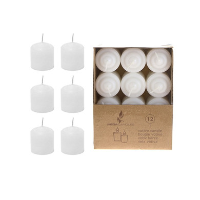 CGA068-W - 1.4" x 1.5"H Cylinder Votive Candle - White (12 pcs/pack)