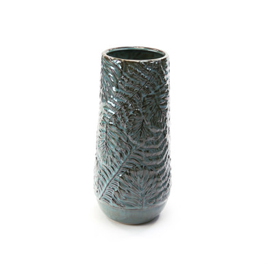 CYC3313BL - Large Azure Blue Washed Fern Vase - 6.5" W x 12.8"