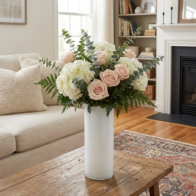 VCY0512WT - White Cylinder Glass Vase - 5"x12"