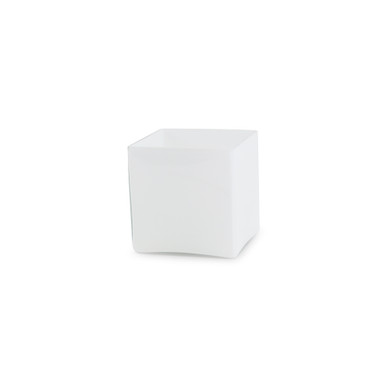 VCB0005WT - White Cube Glass Candle Holder / Vase - 5"x5" (12 pcs/case)