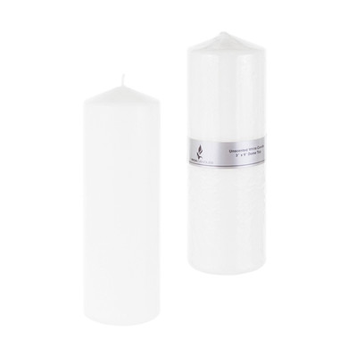CGA089W 3" x 9" Domed Top Press Unscented Pillar Candle - White (1 pc)
