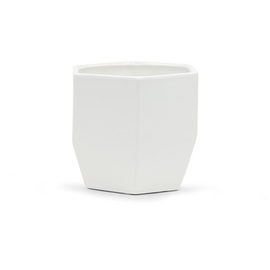 CGB1006WT Large Geometric Pot - Matte White - 6.3" W x 6" H (8 pcs)