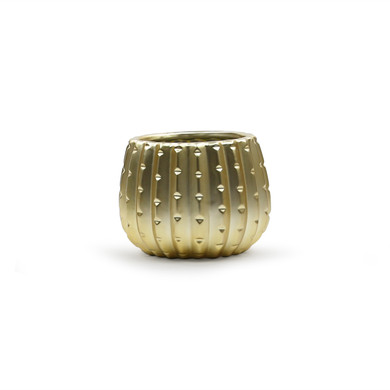 CUD2505GD Medium Matte Gold Ceramic Cactus Pot - 5.7" H