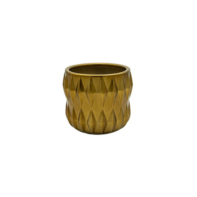 CUD8904GD - Small Unique Gold Ceramic Pot - 4.5" W x 4" H