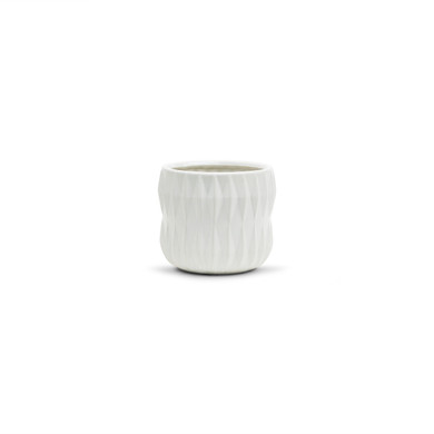 CUD8905WT Medium Unique White Ceramic Pot - 5.5" W x 5.1" H (16 pcs)