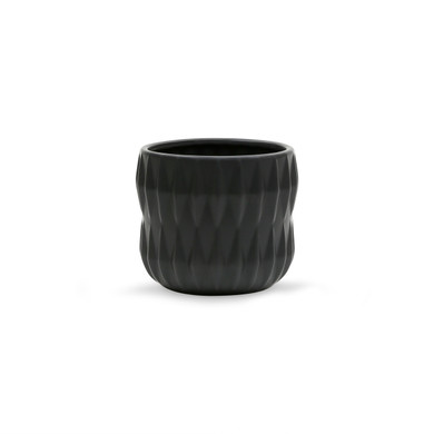 CUD8906BK - Large Unique Black Ceramic Pot - 6"