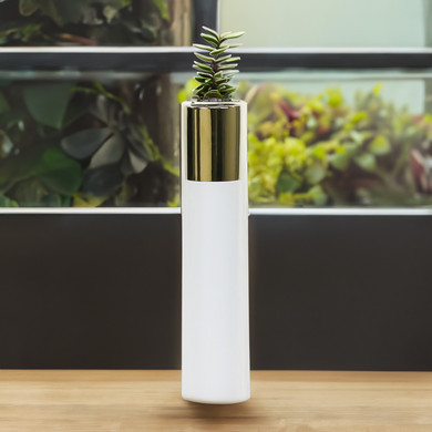 CYL0420GW - Gold Topped White Ceramic Cylinder - 20"