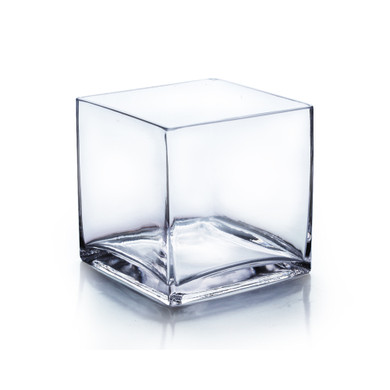 VCB0007 - Clear Cube Glass Vase / Candle Holder  - 7" (4 pcs/case)