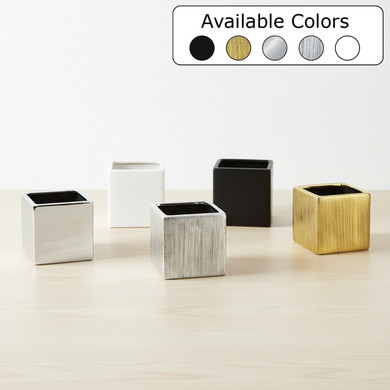 Ceramic Cube Vase - 3.75"H (Various Colors)