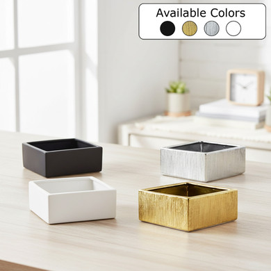 Short Square Ceramic Block Vase - 8.25" x 4"