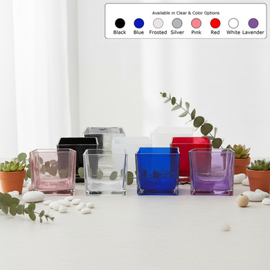 Everyday Cube Glass Vase / Candle Holder - 5" (Various Colors)