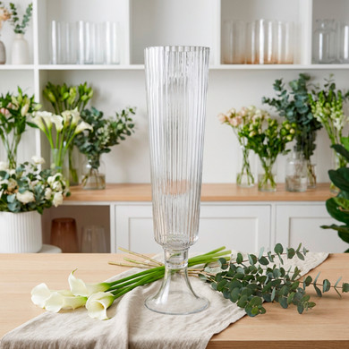 VTV3232 - Clear Fluted Trumpet Vase - 31.5"