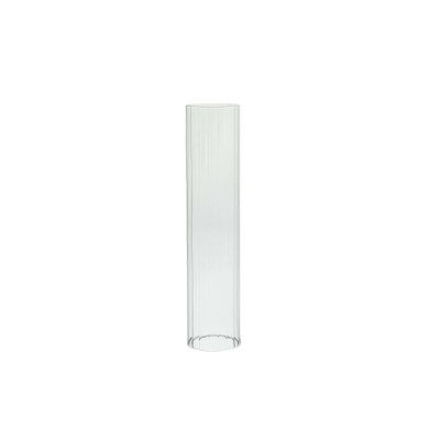 HSR0312 - Pleated/Ribbed Clear Glass Hurricane Candle Shade Chimney Tube  [No Bottom] - 3" x 12"