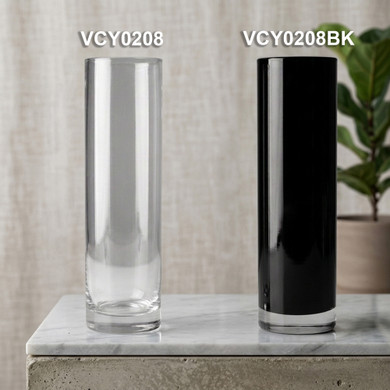 2" x 8" Glass Cylinder Bud Vase  (Various Colors)
