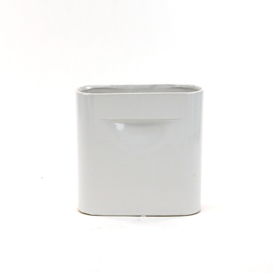 CRV3609WT - Large White Flat Portfolio Vase - 9" W x 3" L  x 8.9" H