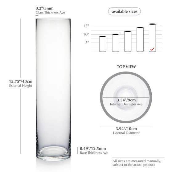VCY0416 - Cylinder Glass Vase - 4"x16"  (12 pcs/case)