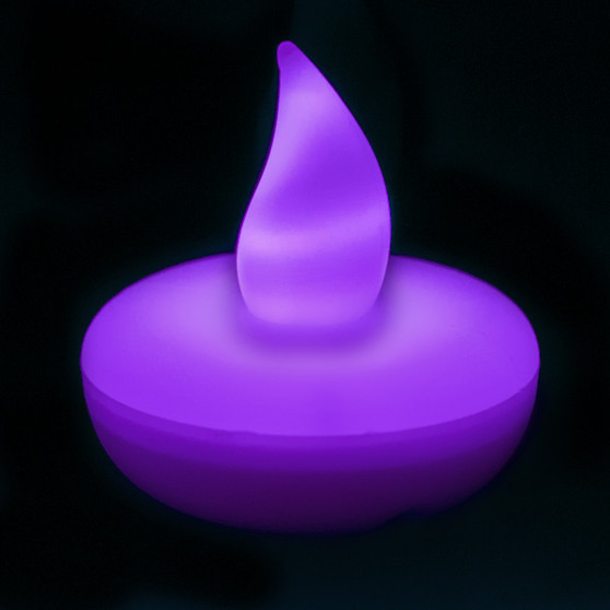 LED02PR Small Round Floating LED Candle - Purple (12pcs)