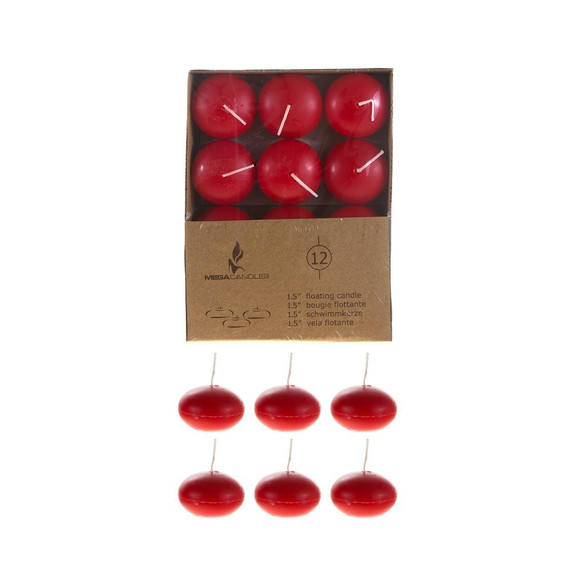CGA077-R 1.5" Floating Candles - Red (12 pcs/box)