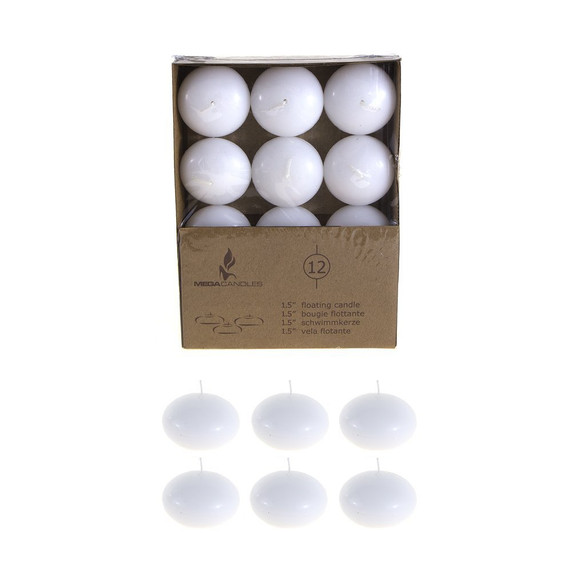 CGA077-W 1.5" Floating Candles - White (12 pcs/box)