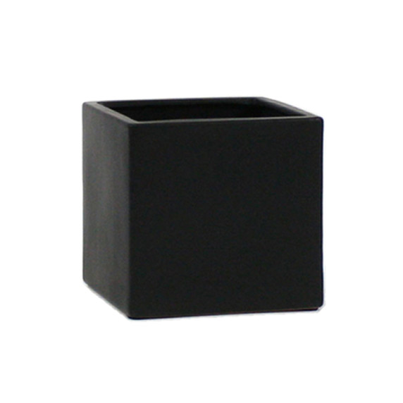 CSQ6506BK - Black Square Ceramic Cube - 6.5"x6"H