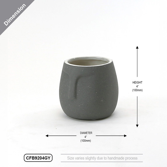 CFB9204GY - Small Grey Sand Glazed Moai Bowl - 4"